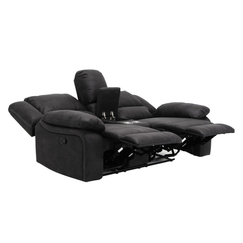 Reclining Console Loveseat - Black - Fabric