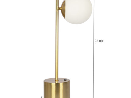 Ethereal - Modern Small Table Lamp, Desk Lamp Fixture With Globe Shade - Gold / White