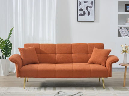 Convertible Double Futon Sofa Bed With Folding Armrests For Living Rooms