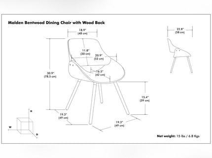 Malden - Bentwood Dining Chair With Wood Back