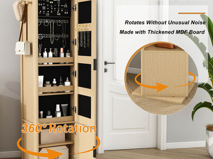 360° Rotating Makeup Cabinet With Full Length Mirror