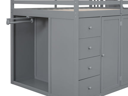 Loft Bed With Built In Wardrobes, Cabinets And Drawers