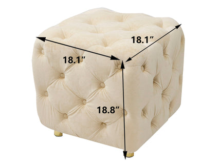 Modern Upholstered Ottoman, Exquisite Small End Table, Soft Foot Stool, Dressing Makeup Chair, Comfortable Seat For Living Room, Bedroom, Entrance