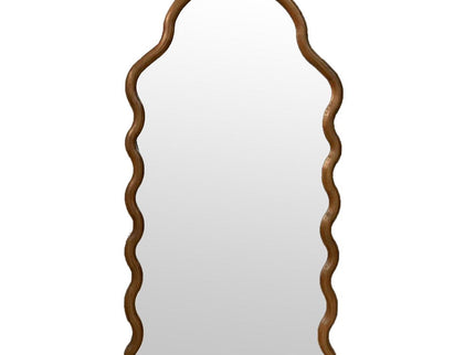 Wood Mirror With Unique Frame - Brown