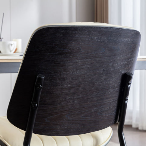 Dining Chairs (Set of 2) Mid-Century Modern Retro Chair With Walnut Bentwood Back Upholstered Seat Metal Legs Adjustable Foot For Kitchen Dining Room Chairs