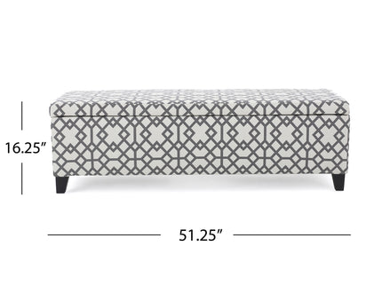 Quotient - Upholstered Storage Ottoman With Tapered Block Feet - Gray / White