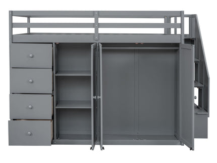 Loft Bed With Built In Wardrobes, Cabinets And Drawers