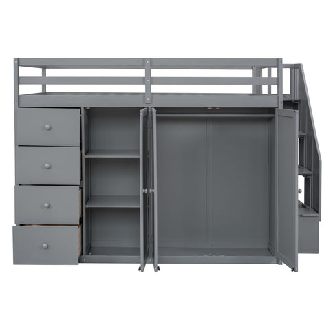 Loft Bed With Built In Wardrobes, Cabinets And Drawers
