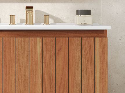 Bathroom Vanity With Sink, Minimalist Design, 45 Degrees Free Handle Doors - Antique Natural