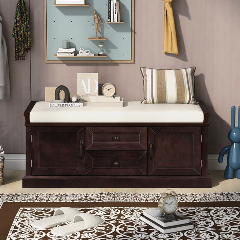 Hearth & Haven Daisy - Storage Bench With 2 Drawers And 2 Cabinets