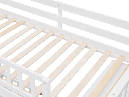 Bunk Bed With 6 Drawers And Flexible Shelves, Bottom Bed With Wheels