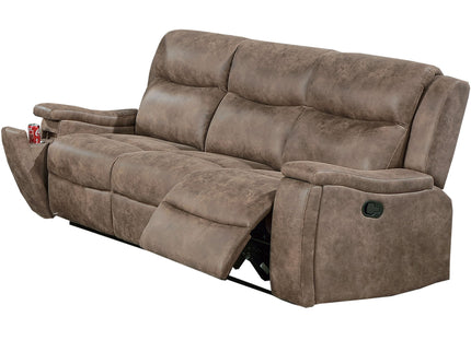 1 Piece Manual Motion Sofa Console Loveseat With Plush Back Cushion And Hidden Cup Holder - Auburn