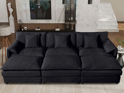 Modern Comfy Deep Seat Modular Sectional Sofa Cloud Couch With Ottoman