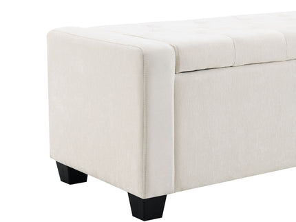 Upholstered Storage Ottoman Bench With Button Tufting And Safety Hinge