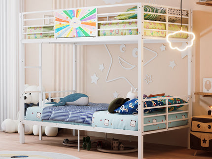 Bunk Bed, Convertible To 2 Separate Twin Size Beds & Full Length Guardrail & Ladder, No Box Spring Needed - White
