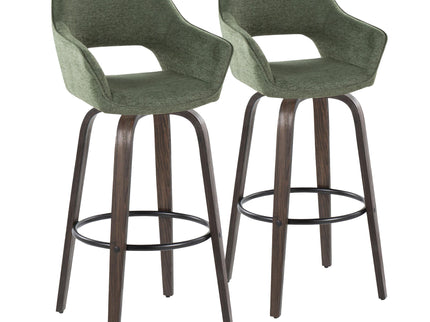 Mustang - Contemporary Fixed Height Barstool With Swivel With Round Footrest (Set of 2)