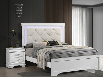 Tufted Headboard Bed With LED Lighting