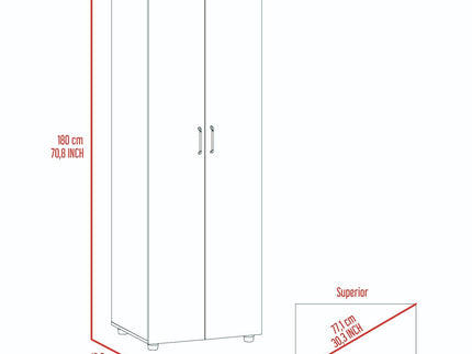 Armoire Organiser, Two Shelves, Rod, Double Door Cabinet Armoire