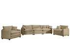 Light Brown / 3 Pc. 3 Seater Sofa, 2 Chairs