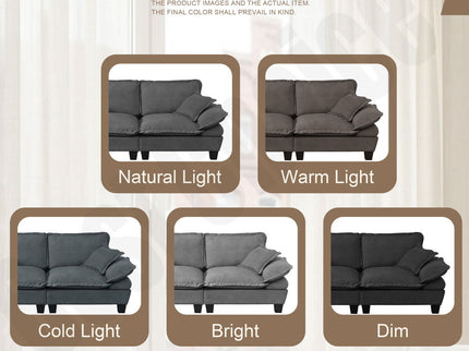Modular Sectional Sofa With Movable Ottoman & Pillows