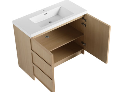 Freestanding Bathroom Vanity With Sink & 2 Soft Close Cabinet Doors
