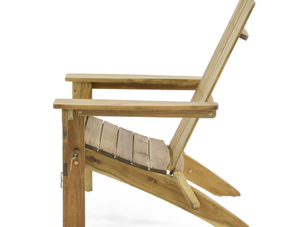 Outdoor Foldable Adirondack Chair With Slat Back - Natural