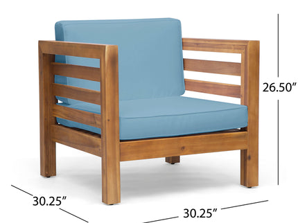 Outdoor Acacia Wood Patio Chair With Fabric Cushion