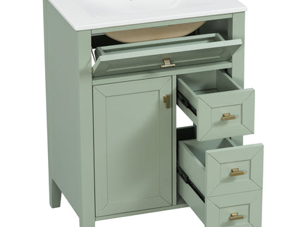 Bathroom Vanity With Sink, 3 Drawers & Cabinet With 2 Tier Door Storage Rack, Soft Close Doors & Drawers