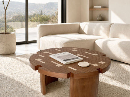 Round End Table For Living Room - Brown / Yellow