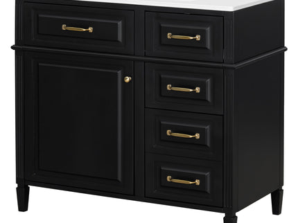 Modern Bathroom Vanity With Sink Top, Flip Drawer Design