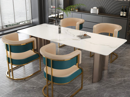 Dining Chairs Ergonomic Curved Backres (Set of 2) - Blue / Neutral