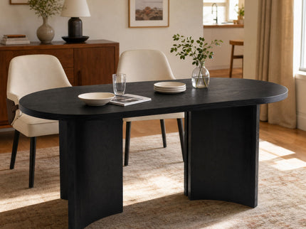 Dining Table With Curved Legs - Black