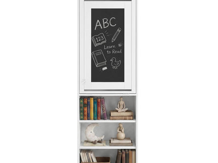 Folding Desk With Storage, Foldable Convertible Writing Table With Blackboard And Shelves For Home Office