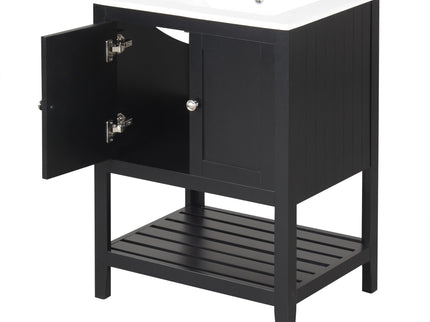 Modern Bathroom Vanity With Sink And Open Shelf