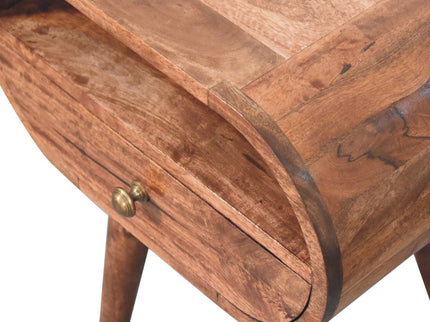 Circular Bedside Table With Open Slot - Caramel