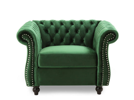 Nexuson - Upholstered Chesterfield Chair With Deep Tufted And Nailhead Trim