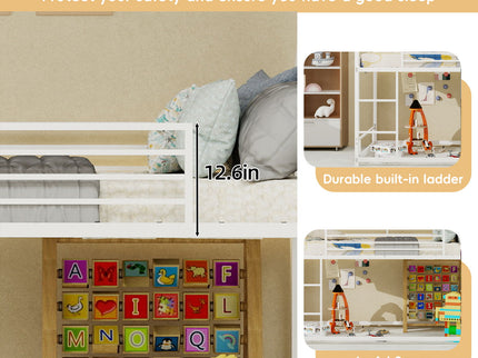 Bunk Bed With Safety Guardrails, No Box Spring Needed