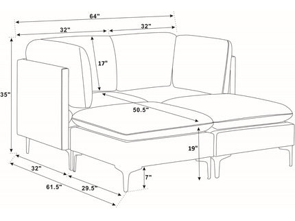 Upholstered Modular Sectional & Tall Legs