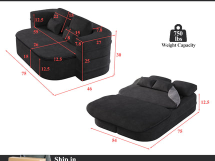 2 In 1 Foldable Sofa Bed With Multi Functional Blanket, Floor Lounge Sofa