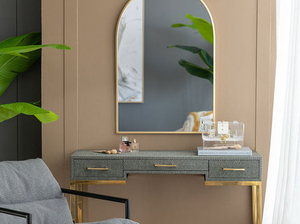 Arched Mirror With Metal Frame, Wall Mirror For Living Room Bedroom Entryway