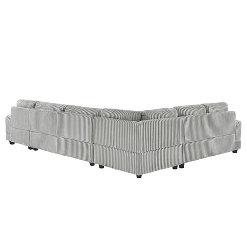 U - Shaped Sectional Sofa With Chaise Lounge, Oversized Living Room Sofa - Gray