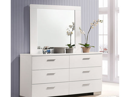 Dulcey - 6 Drawer Dresser With Mirror - Gloss White