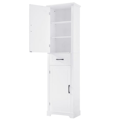Tall Freestanding Bathroom Storage Cabinet With 2 Doors And Adjustable Shelves