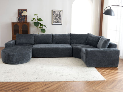 U-Shaped Oversized Modular Cloud Sectional Sofa With Deep Seat For Living Room