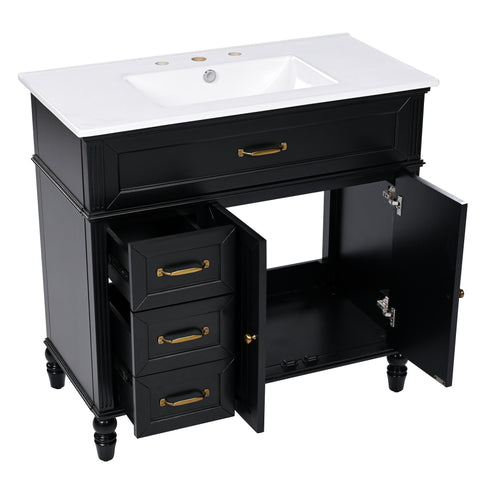 Bathroom Vanity With Sink, Freestanding Cabinet & Drawers