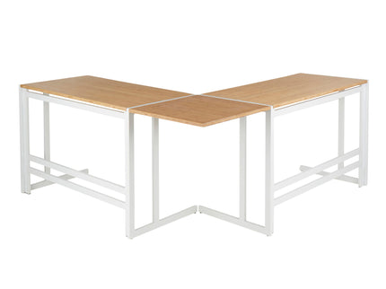 Roman - Industrial L Shaped Desk - White / Natural