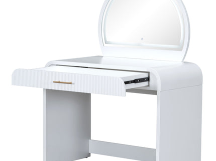 Makeup Vanity Table With Mirror Touch Screen Lighted Mirror, Dressing Table With Drawer For Bedroom - White