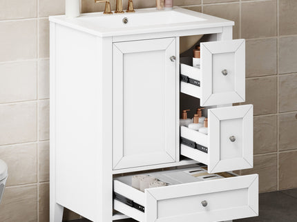 Modern Bathroom Vanity With Sink, Freestanding Cabinet With Drawers And Shelves