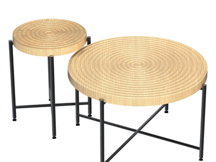 Coffee And End Table Set Waterproof Cover, Distressed Cylindrical Design, Legs Classic Rustic Charm (Set of 2)