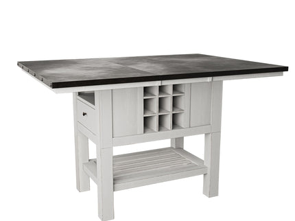 7 Piece Counter Height Dining Set With Storage Base And Ladder Back Chairs - Antique White / Gray